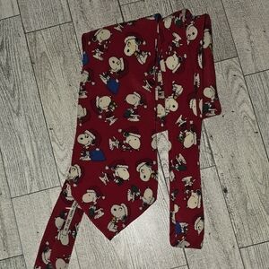 Vintage Peanuts Festive Red Tie with Snoopy Print